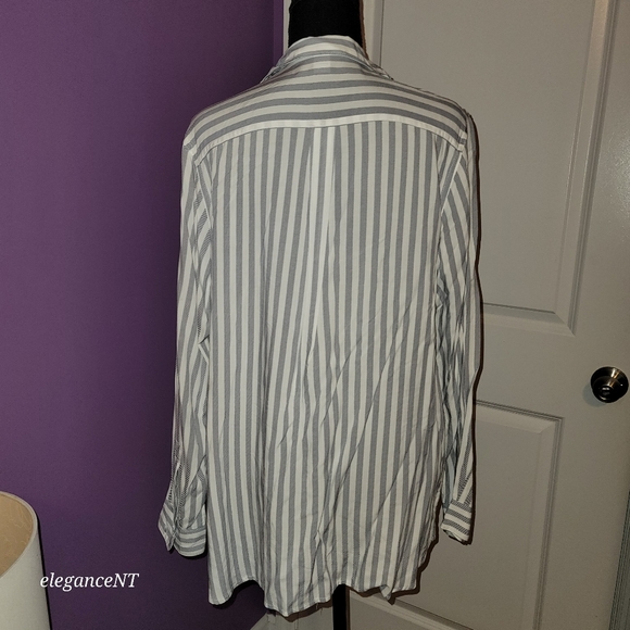 Old Nacy Black/White Striped Long Sleeve Shirt Sz: L NWT - Picture 7 of 8